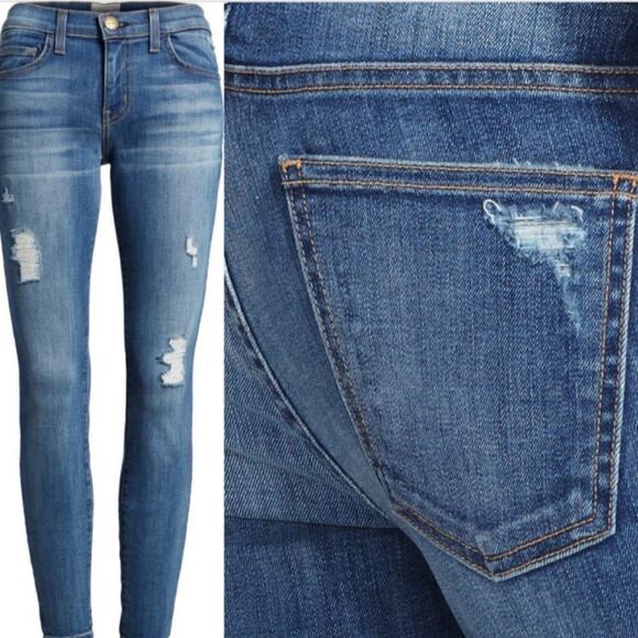 Current/Elliott Denim - Current/Elliott Stiletto Niagara Destroy Distressed Denim Blue Skinny Jeans 30